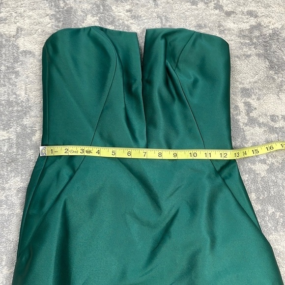 NWT Alfred Sung Strapless Notch Satin Twill Gown Bridesmaid Dress Hunter Green - Picture 6 of 11